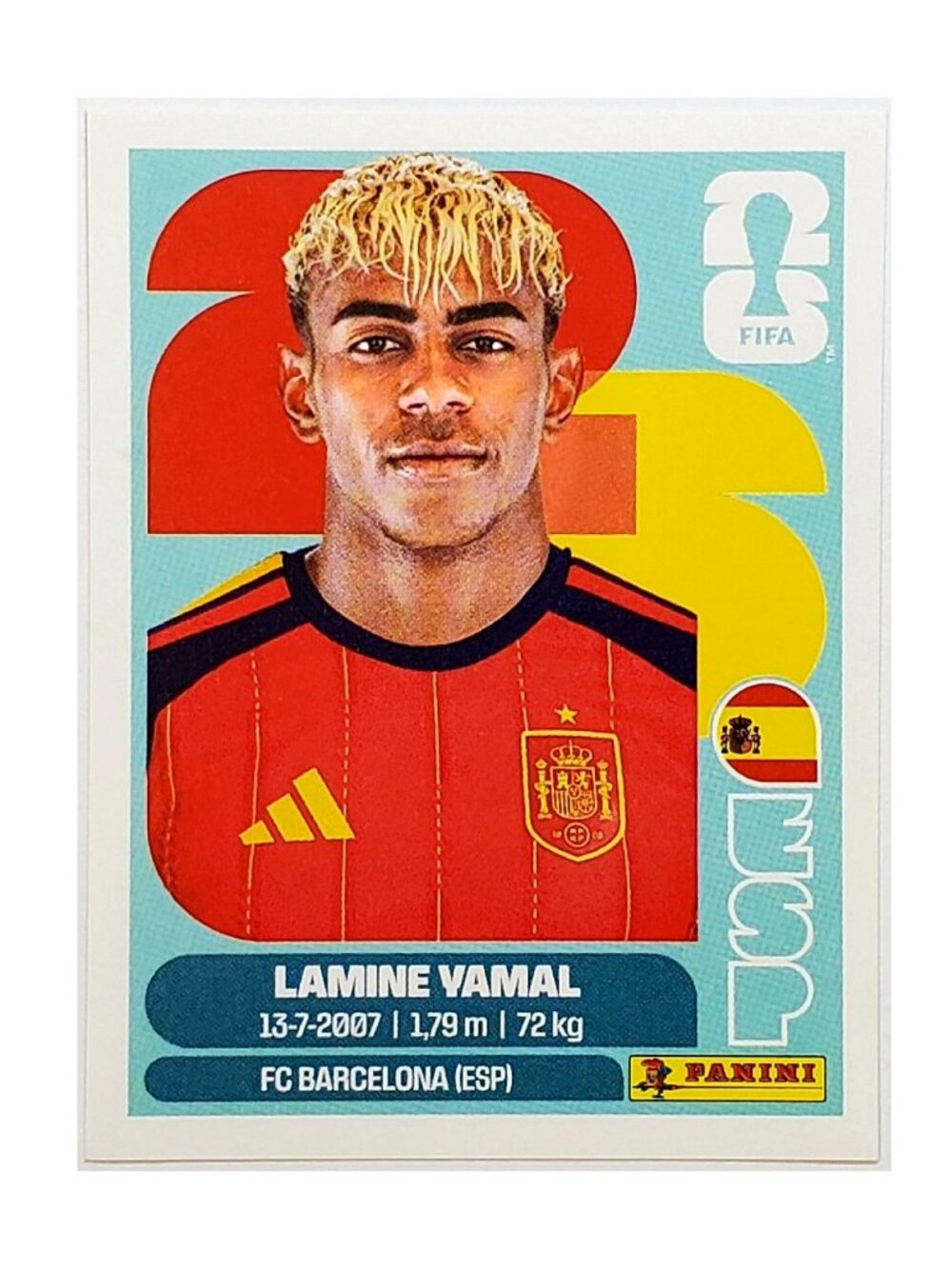 LAMINE YAMAL STICKER 2026 PANINI FIFA WORLD CUP SOCCER #ESP 15, SPAIN, 1ST WC!